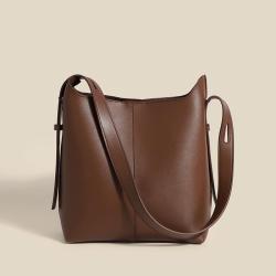 New simple vegan leather bags women handbags ladies luxury fashion brown shoulder bag cross-body bucket bags
