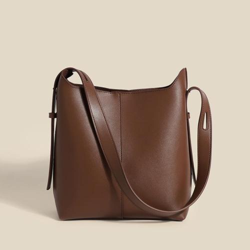 New simple vegan leather bags women handbags ladies luxury fashion brown shoulder bag cross-body bucket bags