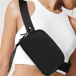custom logo sport gym fanny waist pack pouch mens mobile phone cross body sling bag black 1l belt bag women