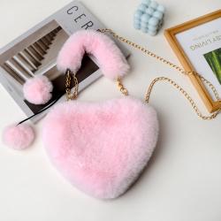 Custom plush Tote bag Heart shape design decorative storage shopping niche design plus logo zipper bag
