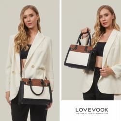 LOVEVOOK 2023 Fashion PU Leather Top Handle Tote Bag for ladies 2pcs Purses and Handbags Tote Shoulder Bag Satchel for Women
