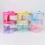 Keymay Custom Letter Patches Candy Color Pvc Transparent Travel Bag Clear Cosmetic Pouch Open Top Pouch Makeup Case with Handle