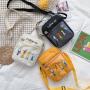 wholesale cheap mini canvas phone messenger bag with clear window custom transparent PVC ita bag