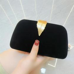 Hot selling metal leaf handbag formal dress bag colorful evening bag box shaped velvet clutch bag for women