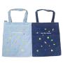 Large Capacity Denim Shoulder Bag Fashionable Canvas Shopping Cartoon Embroidery Waterproof Two-Strap Student Make-Up Bag