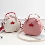ZR696 Women Bags Cherry Fashion PU Leather Girl Lovely Small Square Bag Simple Zipper Shoulder Crossbody Phone Bag Female Party
