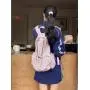Korean style simple smog blue backpack convenient travel backpack lightweight nylon drawstring backpack