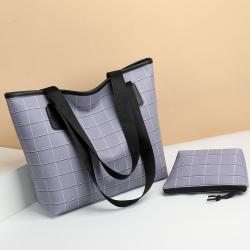 Gelory Factory Wholesale Textured Handbag Large Capacity Shoulder Bag Polyester Checkered Tote Bag For Women