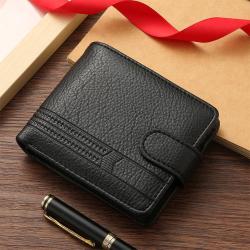 Factory Wholesale Men's Short PU Leather Zipper Buckle Wallet New Coin Purse with Waterproof Feature Foreign Trade Cross-Border
