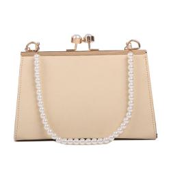 OEM716 New Female Women Bag Trendy Pearl Chain Leather Shoulder Bag Western Style Small Square Ladies Women Handbags For Women