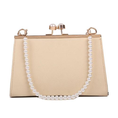 OEM716 New Female Women Bag Trendy Pearl Chain Leather Shoulder Bag Western Style Small Square Ladies Women Handbags For Women
