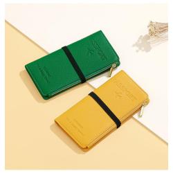 HR727 Strap PU Leather RFID Passport Bag Anti Theft Clip ID Portable Bank Card Holder Daily Matching Solid color Wallet Clip