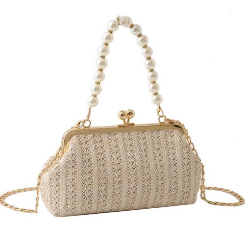 ZR520 New Dinner Bag Clasp Knitted Girl Texture Noble and Fashionable One Shoulder Crossbody Bag Pearl Handheld Bag Party
