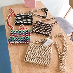 2023 xinyu  New Style Wooden Beads Bag Women Messenger Bag Hollow Out Hand Bag