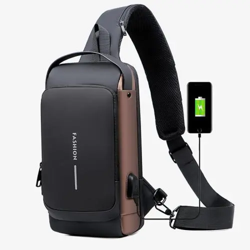KBW476 Wholesale Male Biker Bag Password Anti-theft Chest Bag Men PU Single Shoulder Sports  Casual Crossbody Travel Waist Bag