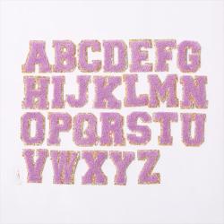 Low MOQ Stock A-Z Alphabet Self Backing Adhesive Backing Monogram Patches Embroidery Chenille Letter Iron On Patch Set