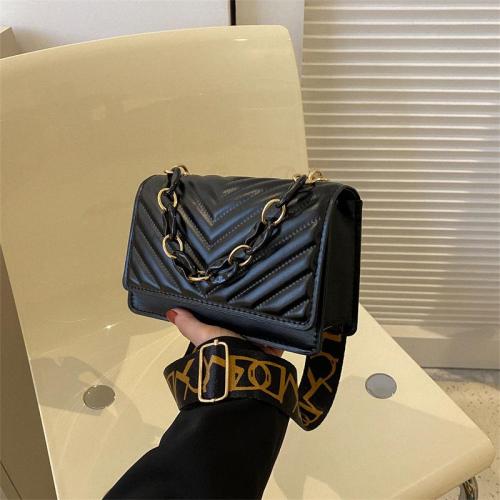 2024 New Small Square Diamond Lattice Bag Pu Solid Zipper Fashion Single Shoulder Messenger Bag With Chain Ladies Handbag