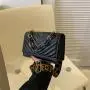 2024 New Small Square Diamond Lattice Bag Pu Solid Zipper Fashion Single Shoulder Messenger Bag With Chain Ladies Handbag