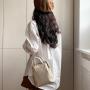 Korean bag cute brown chain lipstick bag Pu leather button style handbag metal clip opening mini bag