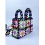 New Fashion Handmade Colorful Bead Checkered Woven Bag carteras para mujer 	 sac a main