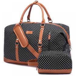 Fashion Realer Canvas Women Overnight Bag Carryon Travel Duffel Tote handbags with Shoe Compartment Toiletry Bag Weekender Bag
