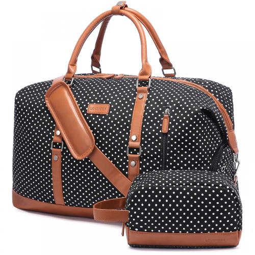 Fashion Realer Canvas Women Overnight Bag Carryon Travel Duffel Tote handbags with Shoe Compartment Toiletry Bag Weekender Bag