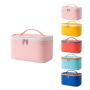 Large Luxury Logo Zipper Makeup Bag Hot Sale Fashion Women Custom Travel PU Leather Cosmetic Bags