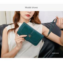 ZWY002 Hot Selling RFID Women Wallets Retro Style Long Zipper Money Clip Multicard Slot Fashion PU Leather Wallet Handbag