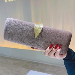 Luxury Designer Ladies Clutch Bag Autumn and Winter Suede Dinner Handbag Leaf Metal shape buckle Vintage mini Bag