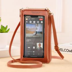 Phone bag Fashionable Female Diagonal Anti-Theft Mobile Phone Bag Transparent Mini Wallet with Touch Screen Anti-Fall Function