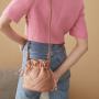 Classic Heart Shape Pattern Sling Small Tote Bag Bucket Shoulder Bag Luxury Pu Leather Handbags Drawstring Bag For Women