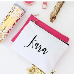 Custom Cosmetic Bag Best Friend Gift Bridesmaid Gift Makeup Brush Bag with custom gold zipper