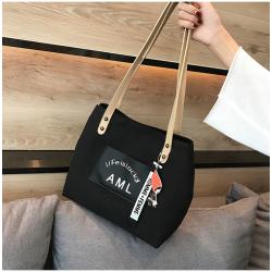 Factory supplier cheap portable student shoulder bag girl canvas large capacity tote bag