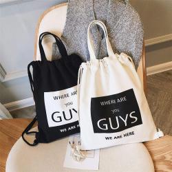 Factory Wholesale Personalized Custom Printed Logo Waxed Canvas Drawstring Backpack Bag