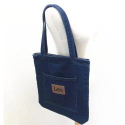 Large Capacity Denim Shoulder Bag Two-Strap Canvas Bag Fashionable Make-Up and Shopping Bag for Students and Mothers