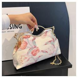 ZR586 Woman Oxford Cloth China Style Bag Daily Life Girl Chain Square Single Shoulder Crossbody Bag Girl Flower Party Dinner Bag