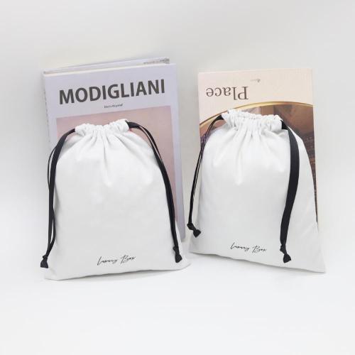 Custom Logo Printed Cotton Twill Drawstring Cosmetic Makeup Storage Bag Recycle Small Cotton Skincare Makeup Pouch
