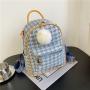 Plush Pendant Backpack Women Pure Color Custom Designer Handbag Pu Leather Fashion Lady Bag JY221006
