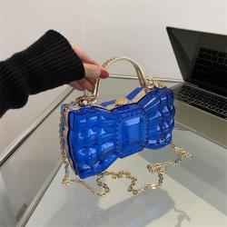 Summer bags metal chain shoulder bag purse bow shape transparent candy acrylic evening clutch bag handbag for ladies