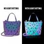 LOVEVOOK Brands Custom logo Pures and Handbags Set Ladies Geometric Luminous Bag Women geometric Handbags