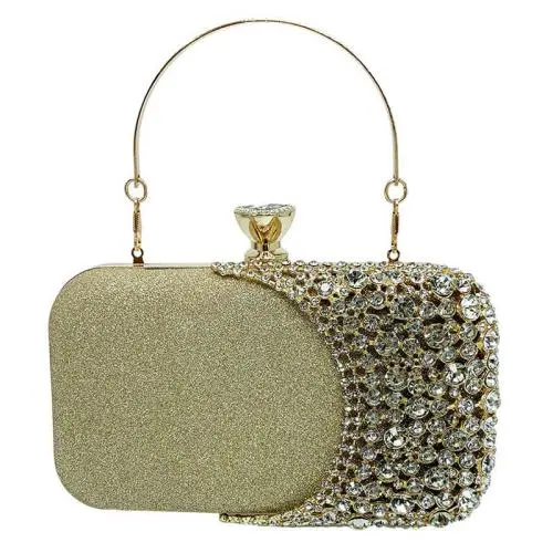 HR612 Women's Dinner Bag Luxury Diamond Fashion Wedding Square Chain Shoulder Party Rhinestone Handbag Shiny Evening Clutch Bag