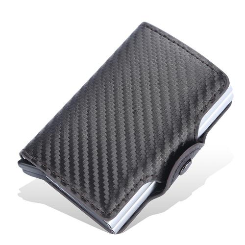 OEP006 New fashion RFID Automatic Bullet Card holders Double Layer Carbon Fiber Anti-theft Card Holder Magnetic Buckle Card box