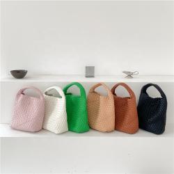 Wholesale New Designer Hand Bag Set Fashion Knitted Women Handbags Luxury Soft PU Leather Women's Tote Bags Set
