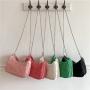 Wholesale New design candy color luxury ladies hand bags female  Ruched nylon bags chain sling bags for women crossbody