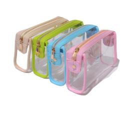 DIY Bright Light Candy Color Transparent Cosmetic Bag with Letters Clear Vinyl Make up Bag Travel Pouch