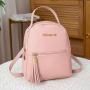 2024 Minimalist Personalized Leather Backpack Fashionable Korean Edition Tassel Book Bag Cheap Wholesale for Women