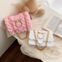 2021 New Korean Fashion Chain Messenger Bag Luxury Lamb Wool Bag Fashion Women High Quality  Handbags