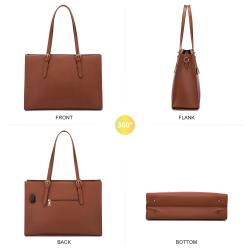 LOVEVOO 2022 15.6 Inch Laptop Bag 2pcs set Large Elegent Handbags for Ladies PU Leather Business Work Briefcase Women's Tote Bag