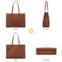 LOVEVOO 2022 15.6 Inch Laptop Bag 2pcs set Large Elegent Handbags for Ladies PU Leather Business Work Briefcase Women's Tote Bag