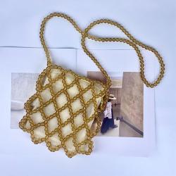 Custom Wholesale New Summer Handbag Casual Beaded Handbag Hollow Imitation Pearl High Quality Hand Woven Bag